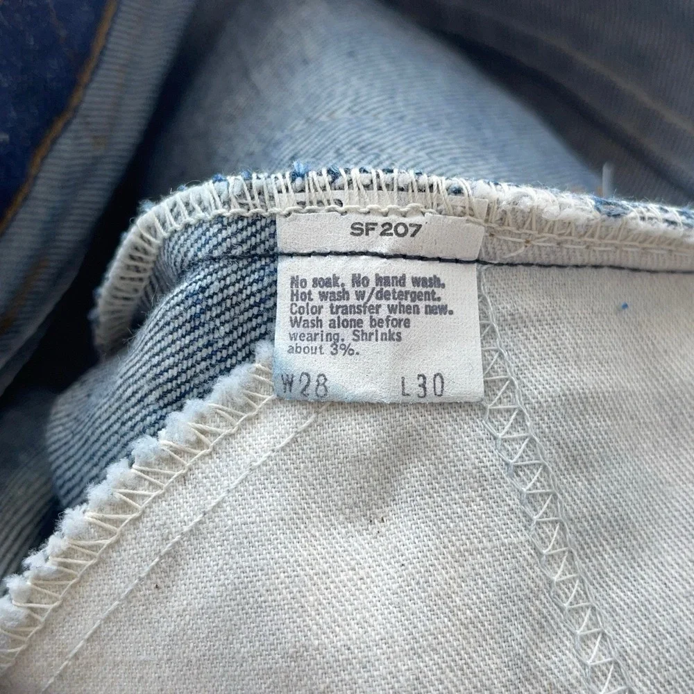 Vintage 70s Levis 20502-0217 Button Fly Dark Wash Raw Denim Jeans 28x30 (27x30)‎